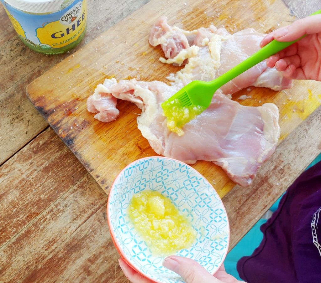 brush chicken thighs with ghee