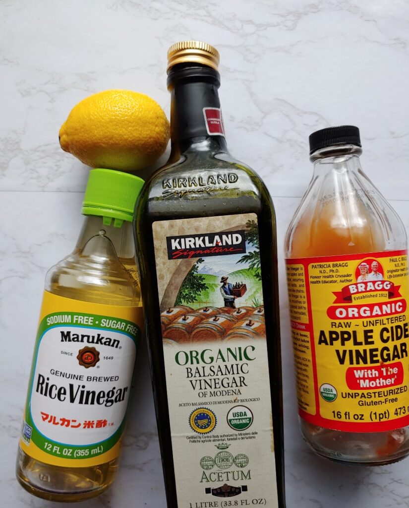 Whole30 condiments - vinegar bottles