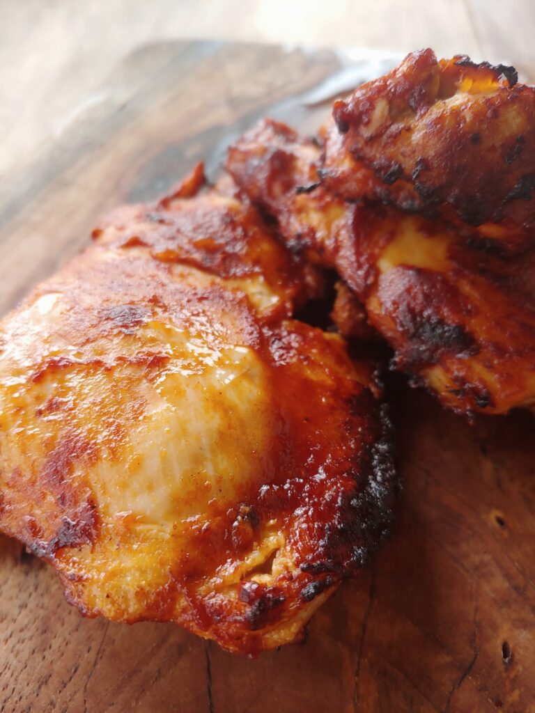 whole 30 bbq chicken thighs on board