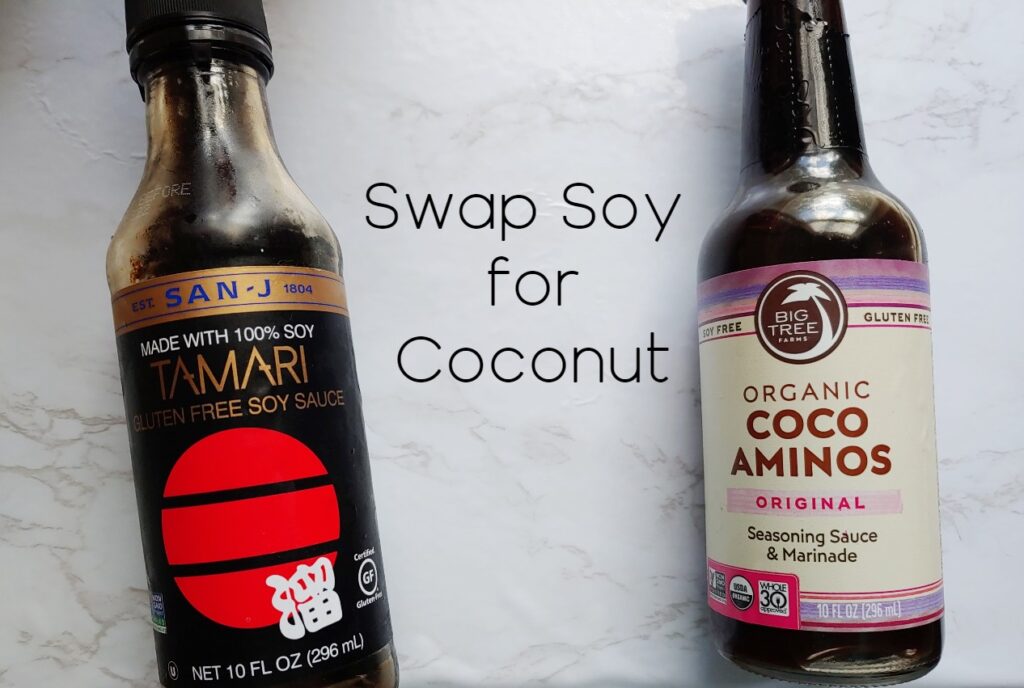 Whole30 condiment swap soy sauce bottle for coconut aminos bottle