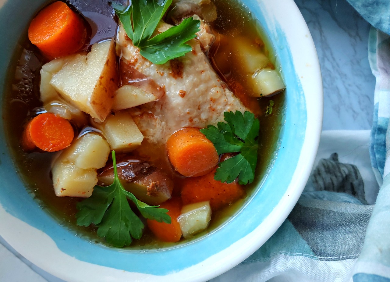 ninja foodi chicken soup with carrots and potatoes in the instant pot or ninja foodi
